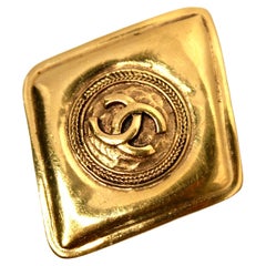 Chanel Coco Mark Gold-Tone Diamond-Shaped Brooch circa 1970s