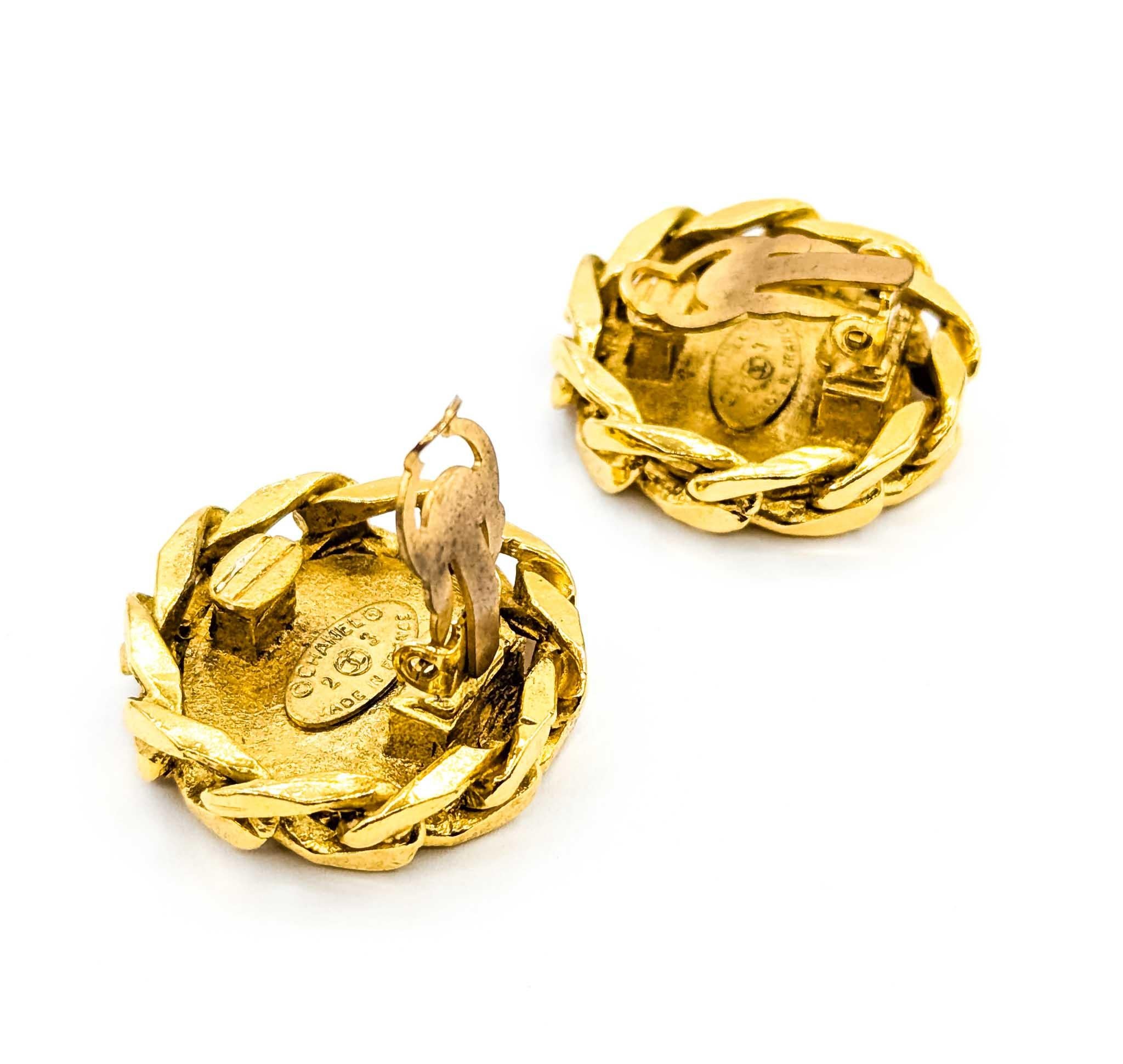 Chanel Coco Mark Rhinestone CC Earrings en vente 2