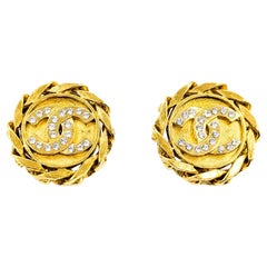Chanel Coco Mark Rhinestone CC Earrings