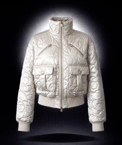 CHANEL Pearl Camellia CC Quilted Puffer Jacket 34 FR