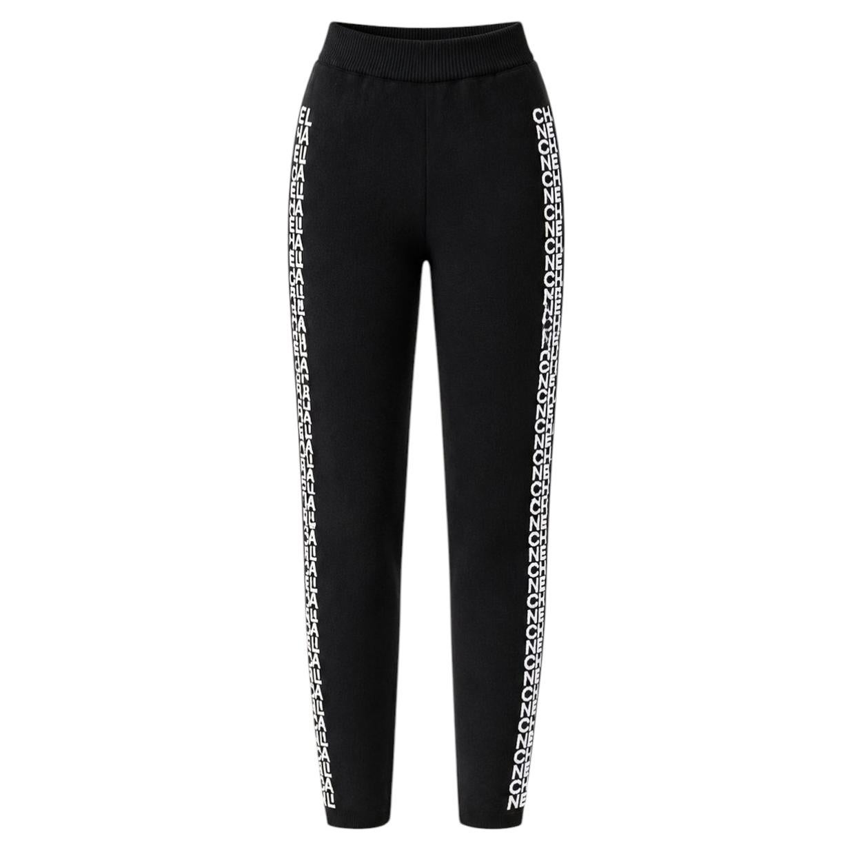 CHANEL COCO NEIGE Colección: Pantalones negros de punto con logotipo, talla 36 FR