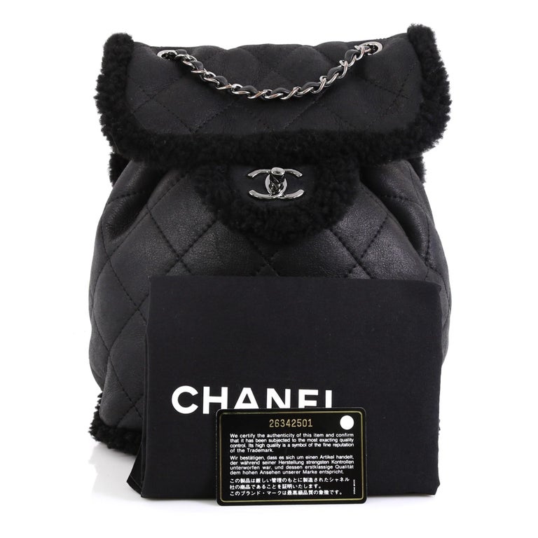 Chanel Black Velvet Quilted Coco Neige Backpack Purse