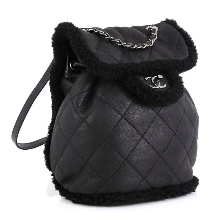 Chanel Coco Neige Flap Backpack Quilted Lambskin And Shearling Small at  1stDibs