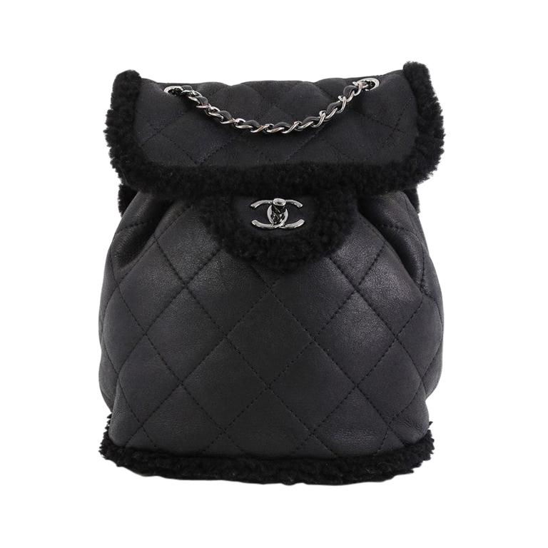 Chanel Coco Neige Flap Backpack Quilted Lambskin And Shearling Small at  1stDibs