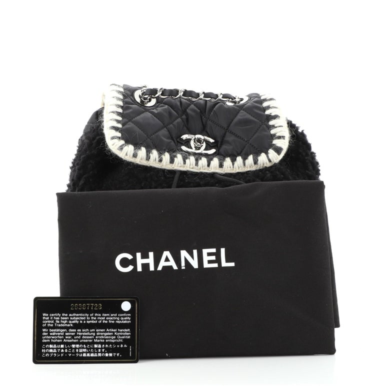 Chanel Coco Neige Flap Backpack Shearling with Quilted Nylon Small