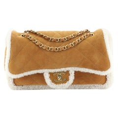 Chanel Coco Neige Flap Bag Quilted Suede With Shearling Large