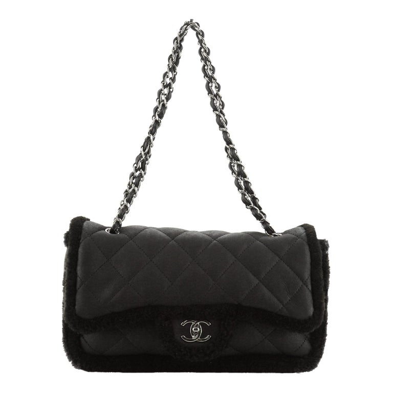 Chanel Coco Neige Flap Bag Quilted Suede with Shearling Large at 1stDibs