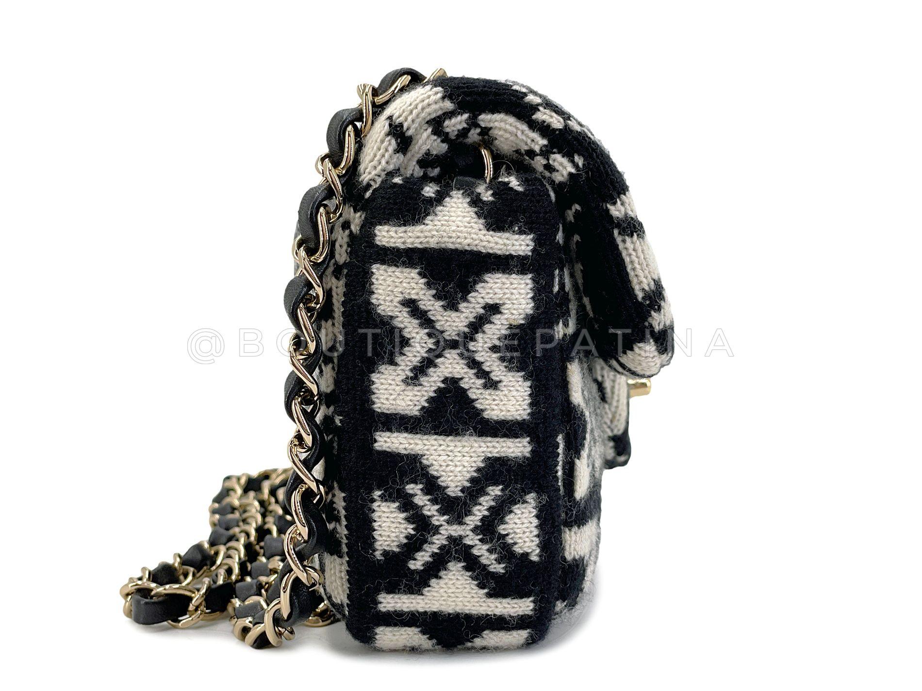 Women's Chanel Coco Neige Rectangular Mini Flap Bag Cashmere Knit 68052 For Sale