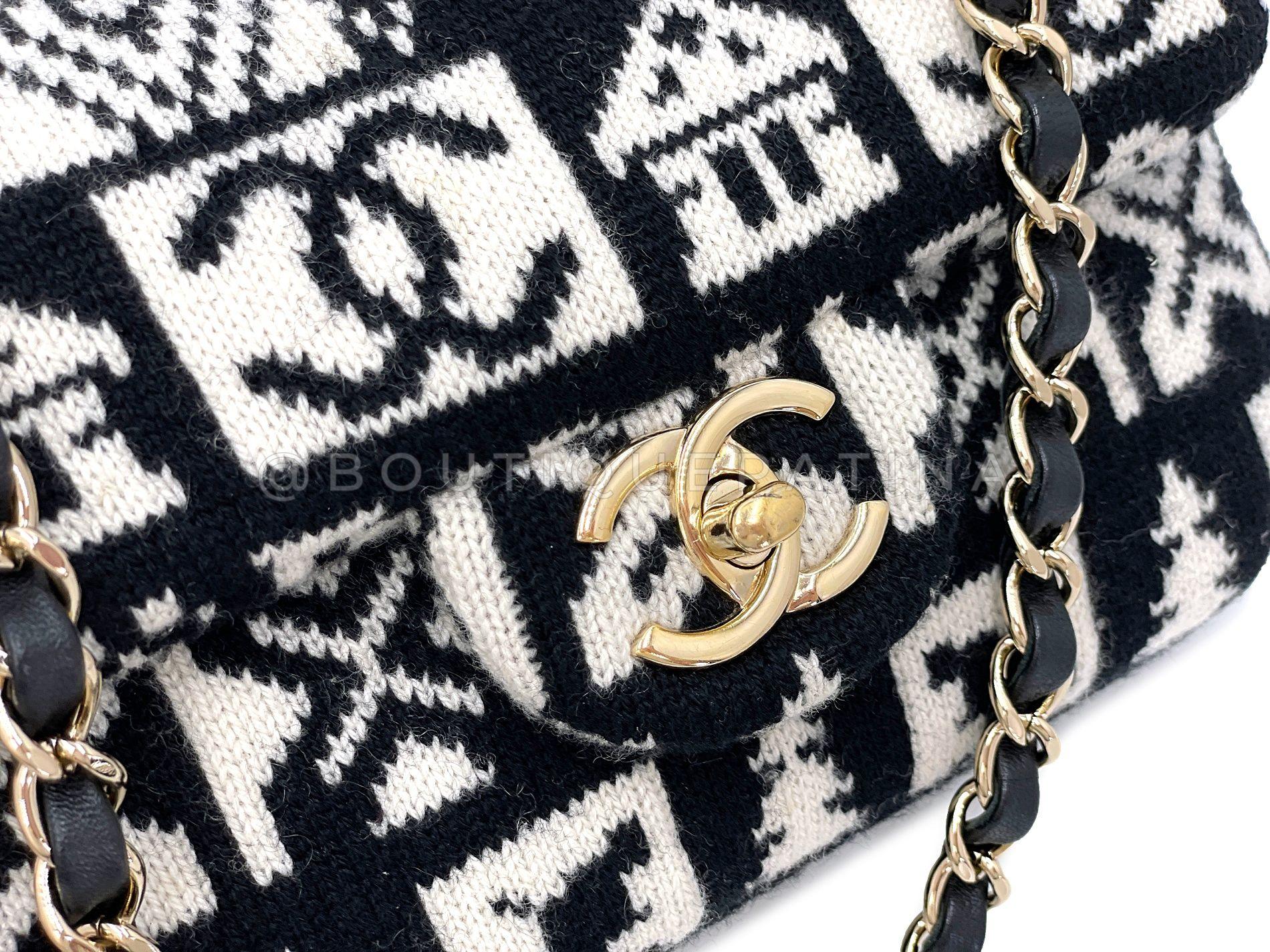 Chanel Coco Neige Rectangular Mini Flap Bag Cashmere Knit 68052 For Sale 4