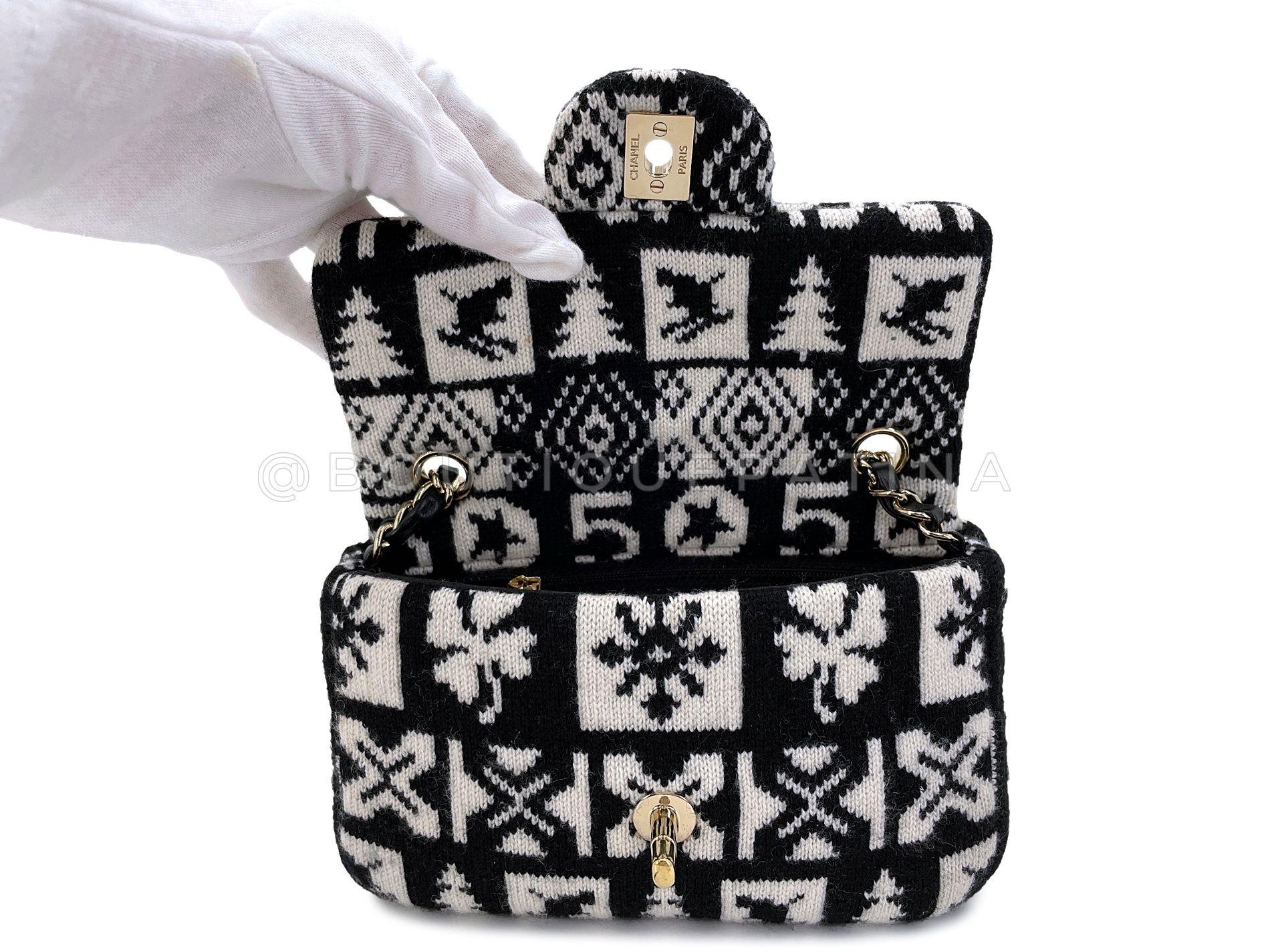 Chanel Coco Neige Rectangular Mini Flap Bag Cashmere Knit 68052 For Sale 5