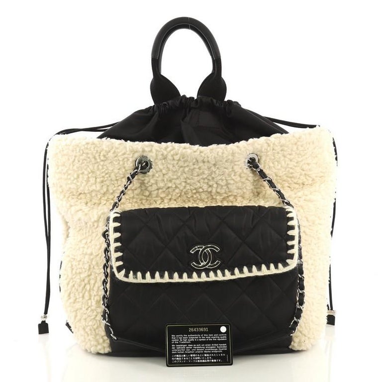 Chanel Coco Neige Shopping Bag Shearling with Quilted Nylon and Calfskin  Large at 1stDibs