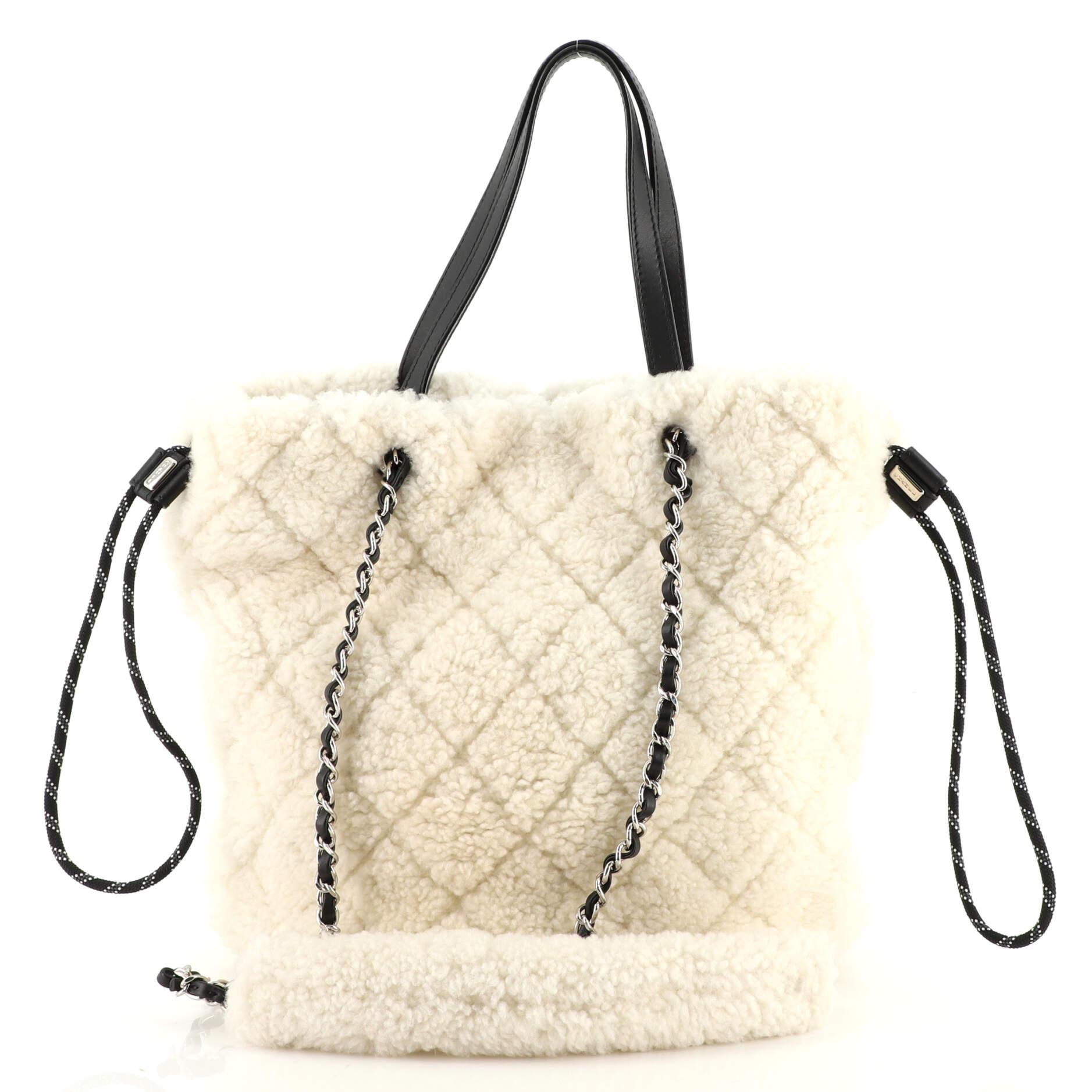 Women's or Men's Chanel Coco Neige Shopping Tote Quilted Shearling Small
