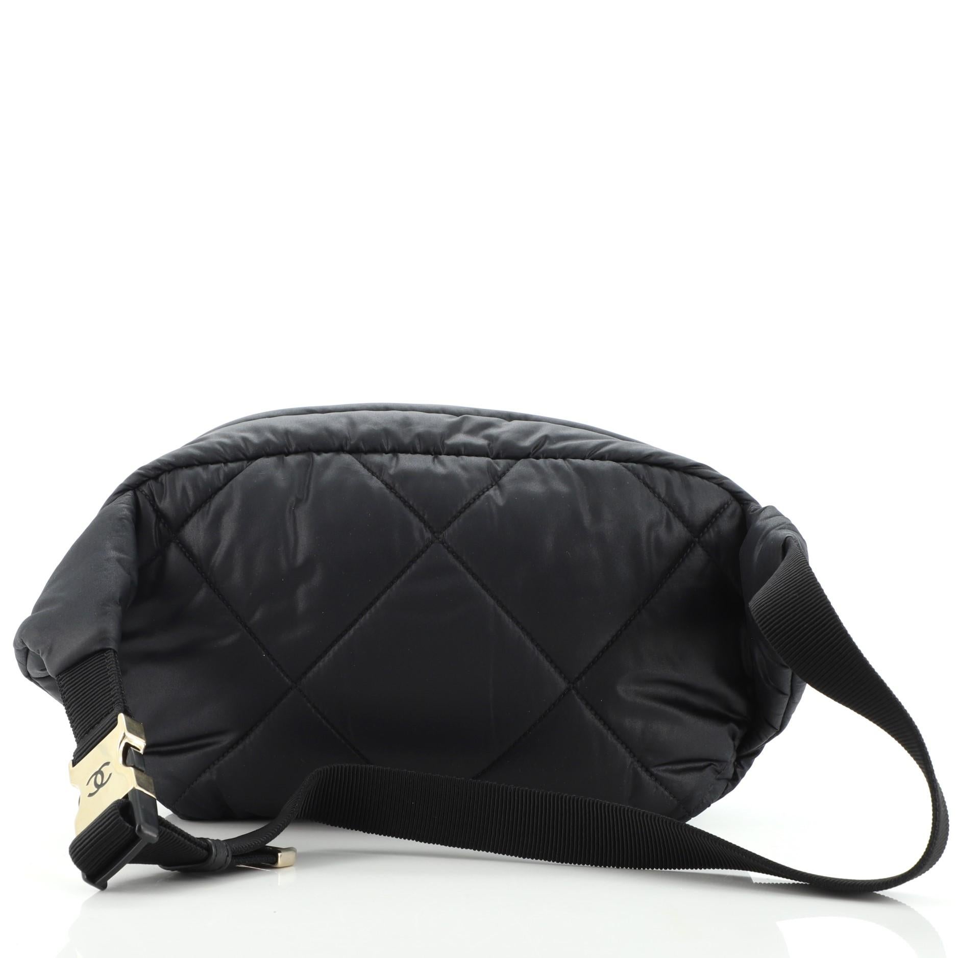 Chanel Coco Neige Waist Bag Quilted Nylon with Applique In Good Condition In NY, NY