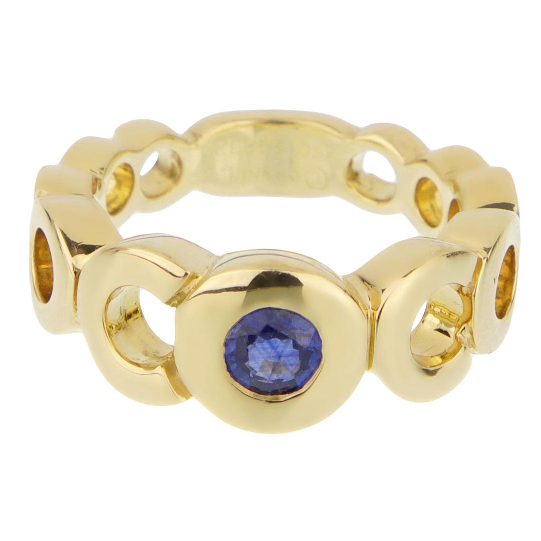Chanel Coco Openwork Sapphire Yellow Gold Ring
