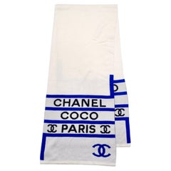 Bufanda de cachemira azul y blanca Coco Chanel París