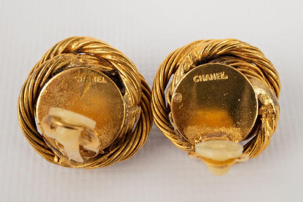 Women's Chanel Coco Period Glass Bead and Rhinestones Earrings For Sale
