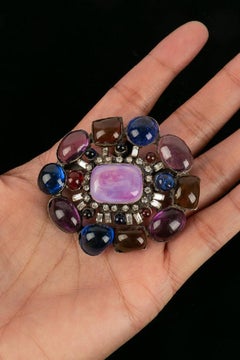 Chanel Coco Period Silvered Metal Brooch