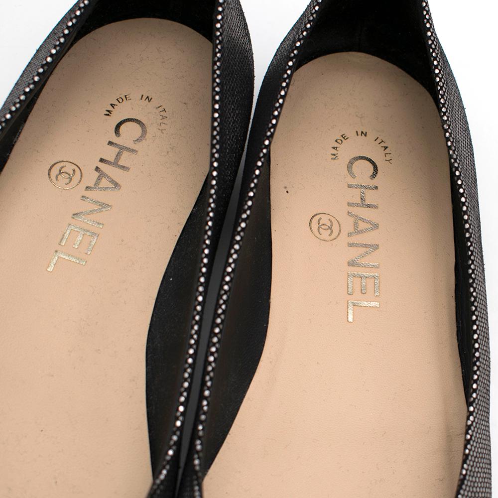 Chanel Coco Pewter & Black Flat Pumps SIZE 37 3