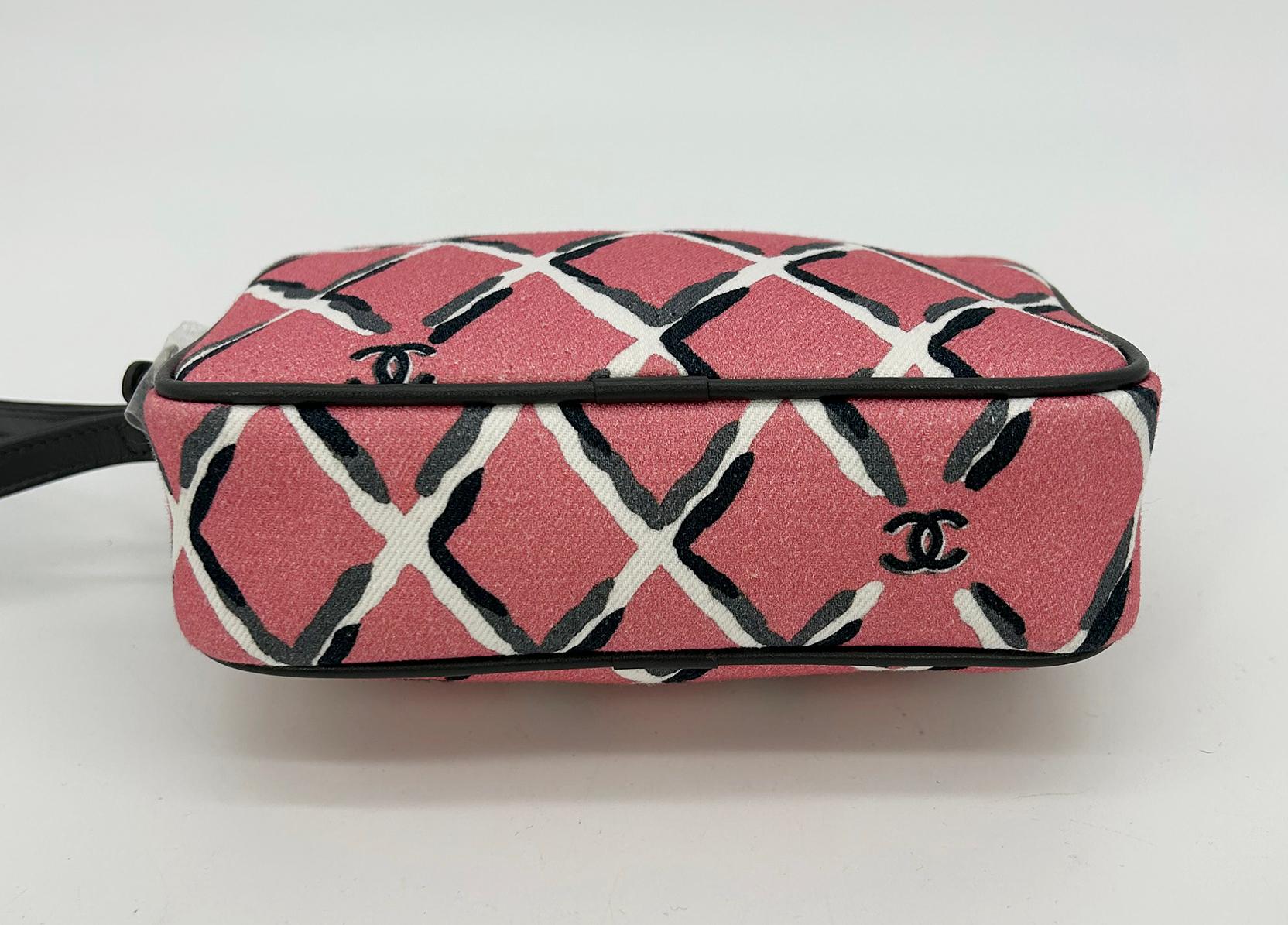 Chanel Coco Pink Canvas Beach Pouch Wristlet For Sale 1