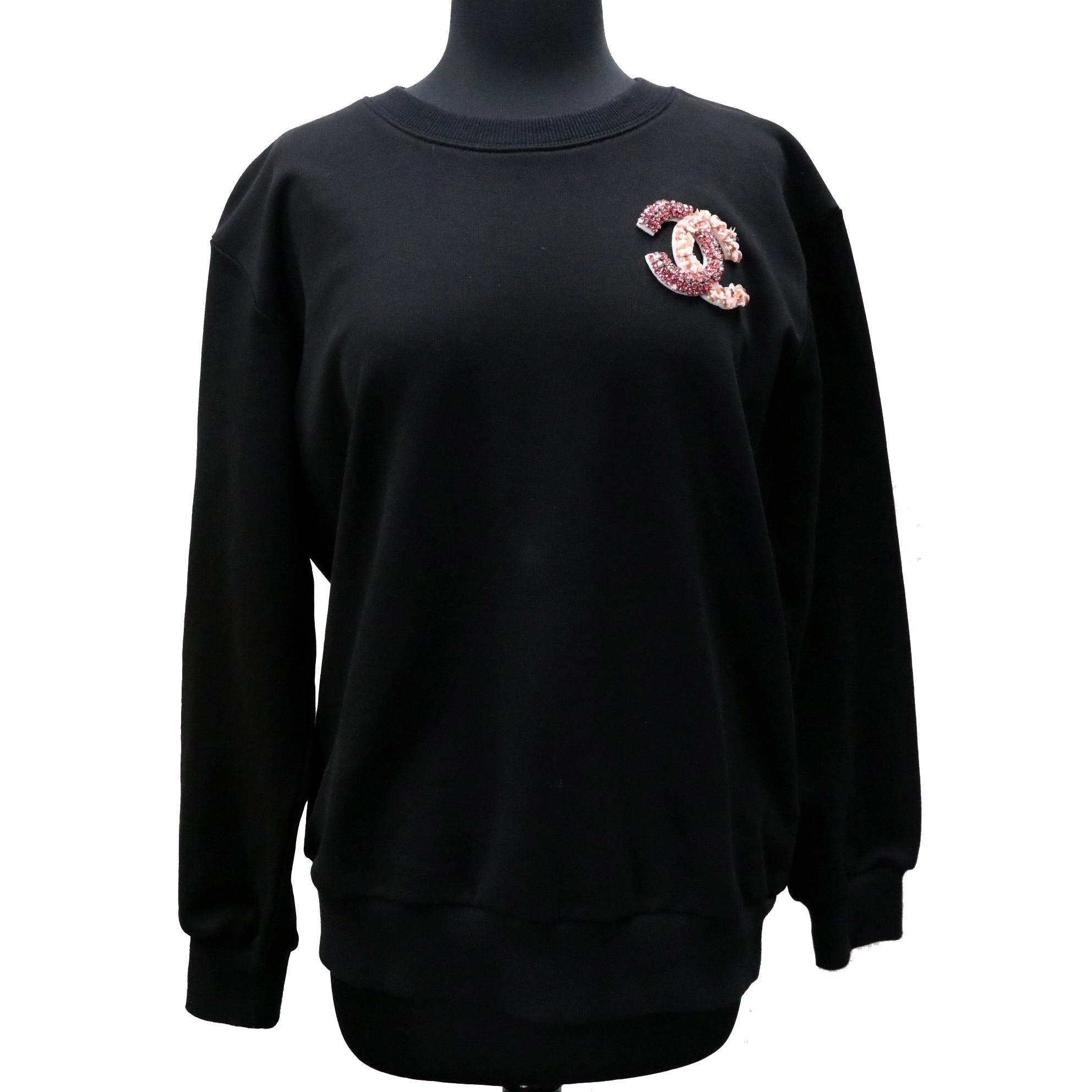 Women's Chanel Coco Pink Studded Crystal CC Logo French Sweater CC-C1115P-0001
