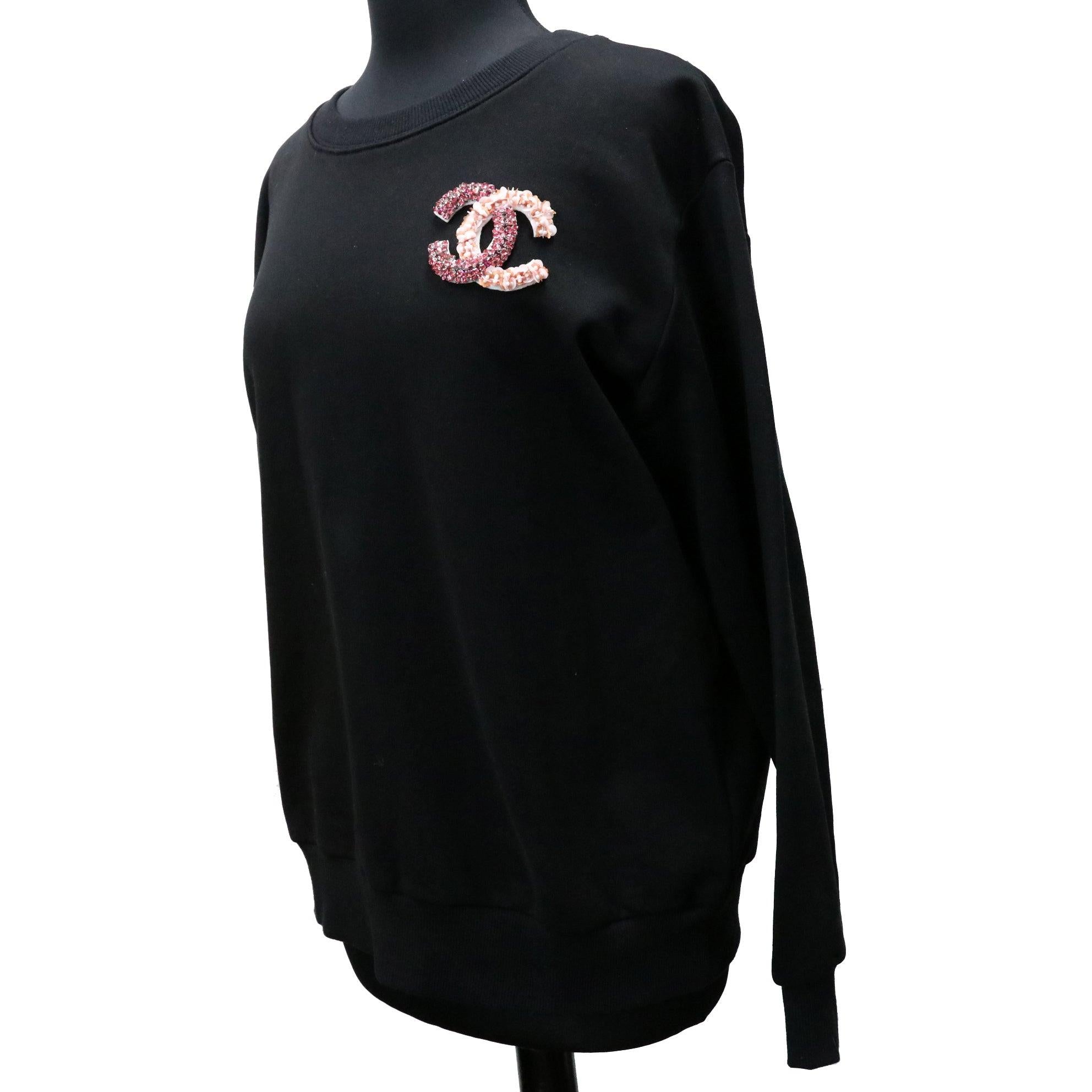 Chanel Coco Pink Studded Crystal CC Logo French Sweater CC-C1115P-0001 2