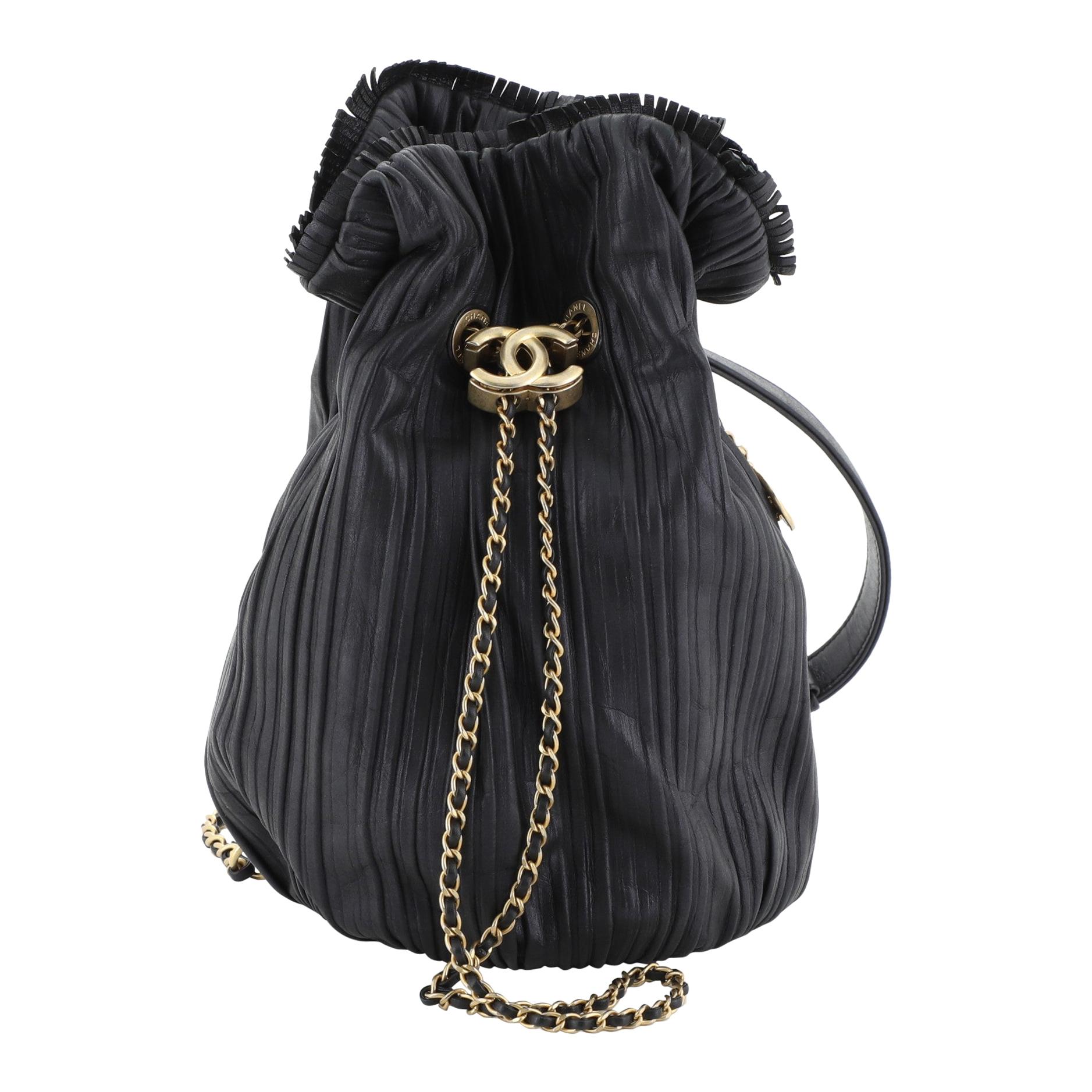 Chanel Coco Pleats Backpack Pleated Crumpled Calfskin Small at