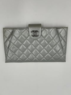 Chanel Coco Pleats Clutch Grey Metallic 2008