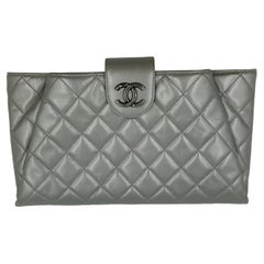 Chanel Coco Pleats Clutch Grey Metallic 2008