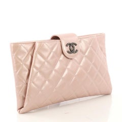 Chanel Coco Pleats Clutch Quilted Glazed Calfskin
