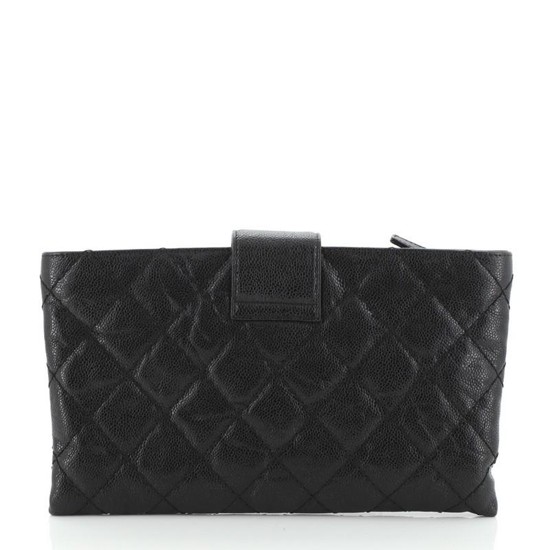 Black Chanel Coco Pleats Clutch Quilted Glazed Caviar