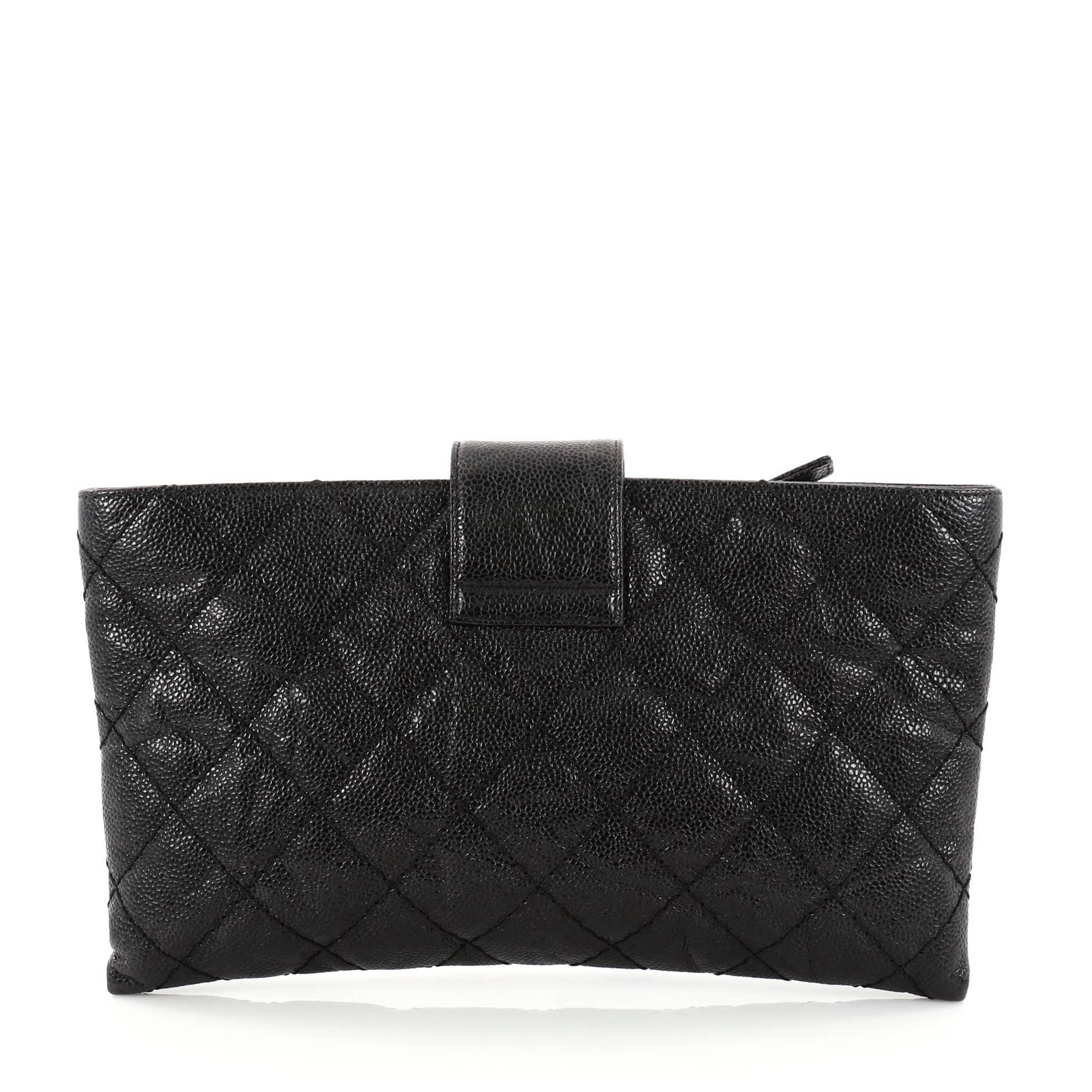 Chanel Coco Pleats Clutch Quilted Glazed Caviar  In Good Condition In NY, NY