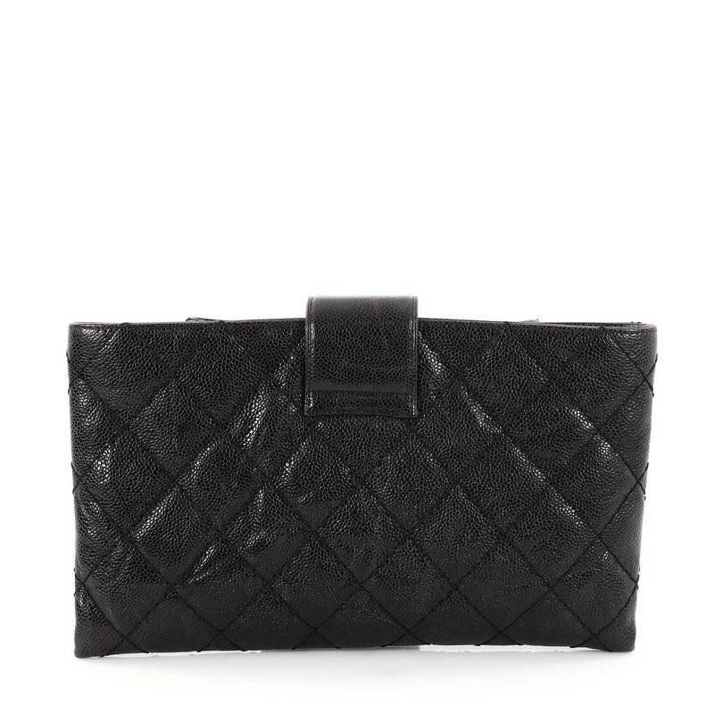Chanel Coco Pleats Clutch Quilted Glazed Caviar In Good Condition In NY, NY