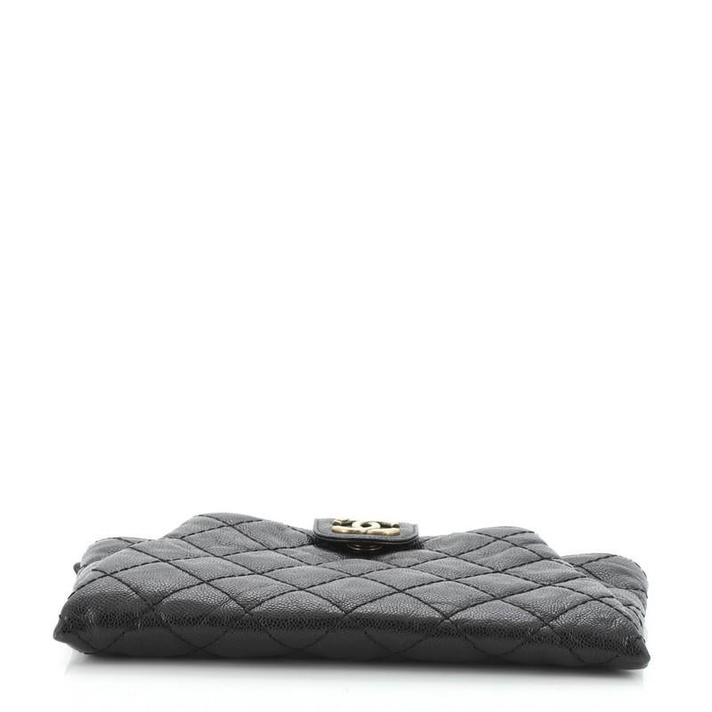 Chanel Coco Pleats Clutch Quilted Glazed Caviar In Good Condition In NY, NY