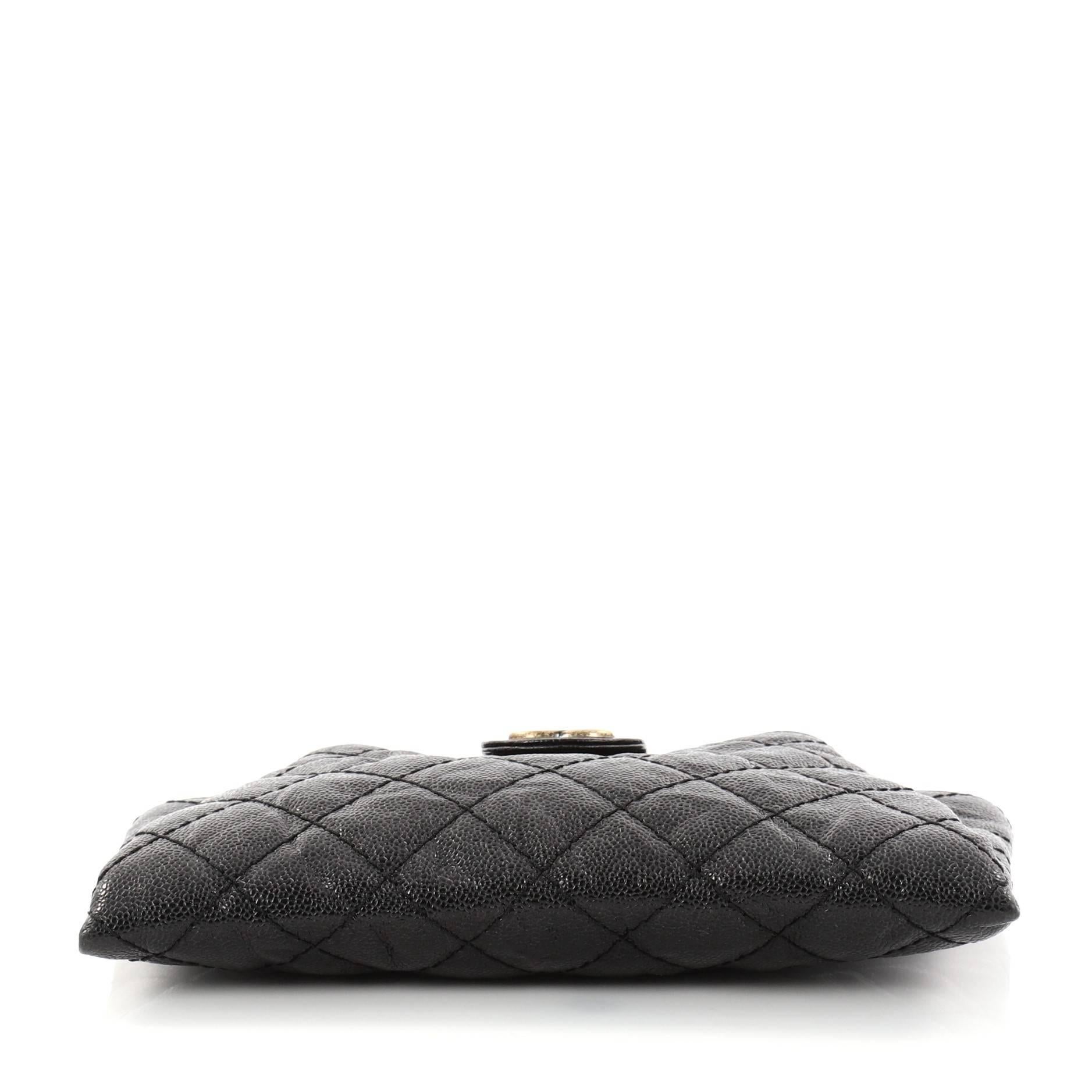 Women's or Men's Chanel Coco Pleats Clutch Quilted Glazed Caviar 