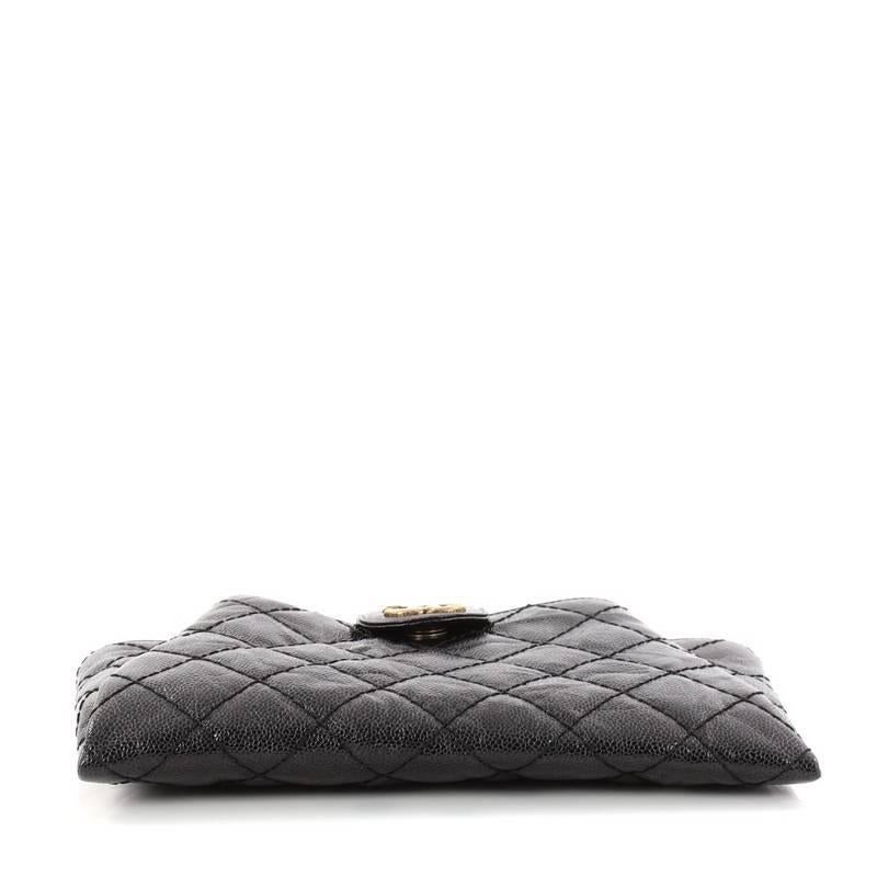 Women's Chanel Coco Pleats Clutch Quilted Glazed Caviar
