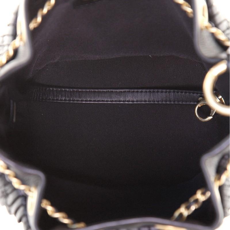 Black Chanel Coco Pleats Drawstring Bag Pleated Crumpled Calfskin Small