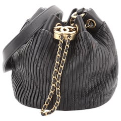 Chanel Coco Pleats Drawstring Bag Pleated Crumpled Calfskin Small