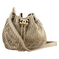 Chanel Coco Pleats Drawstring Bag Pleated Crumpled Calfskin Small