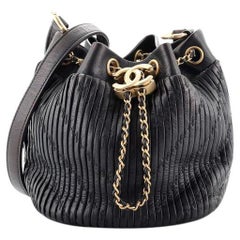  Chanel Coco Pleats Drawstring Bag Pleated Crumpled Calfskin Small