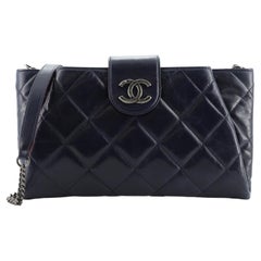 Chanel Coco Pleats Duo Color Chain Clutch Quilted Glazed Calfskin Small