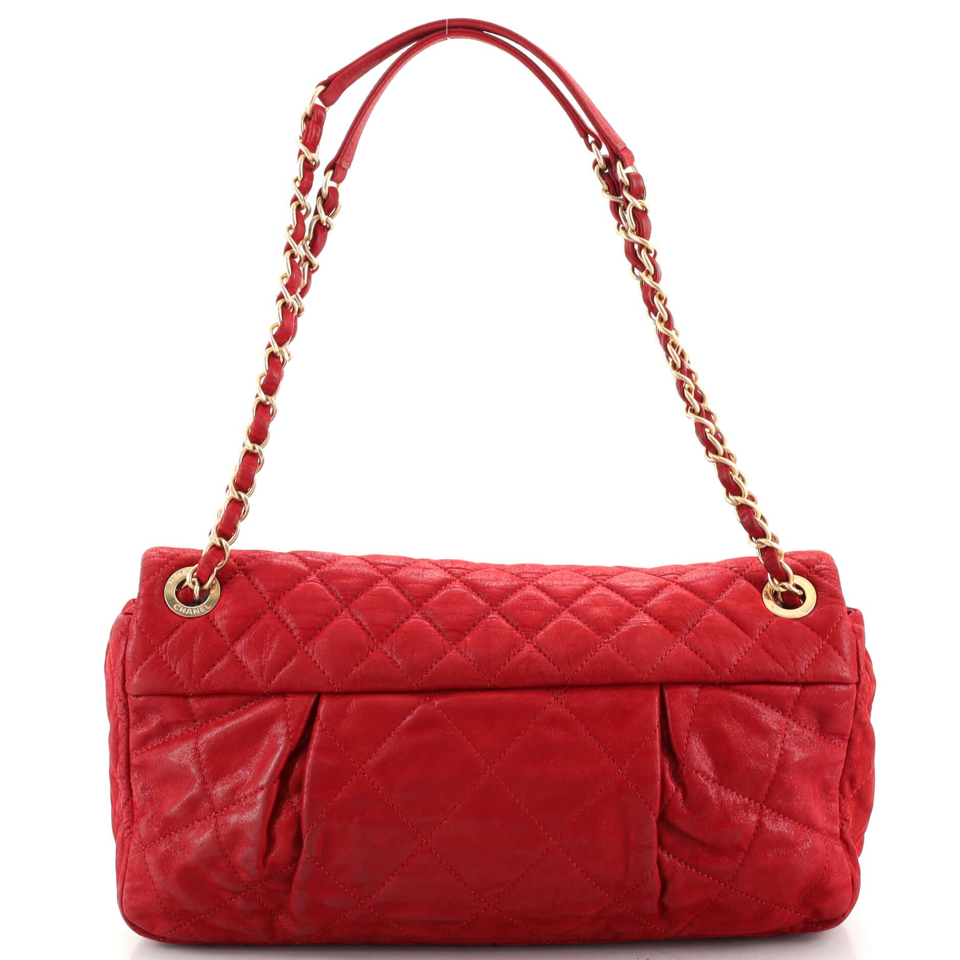 Chanel Coco Pleats Flap Bag Quilted Iridescent Calfskin Large In Fair Condition In NY, NY