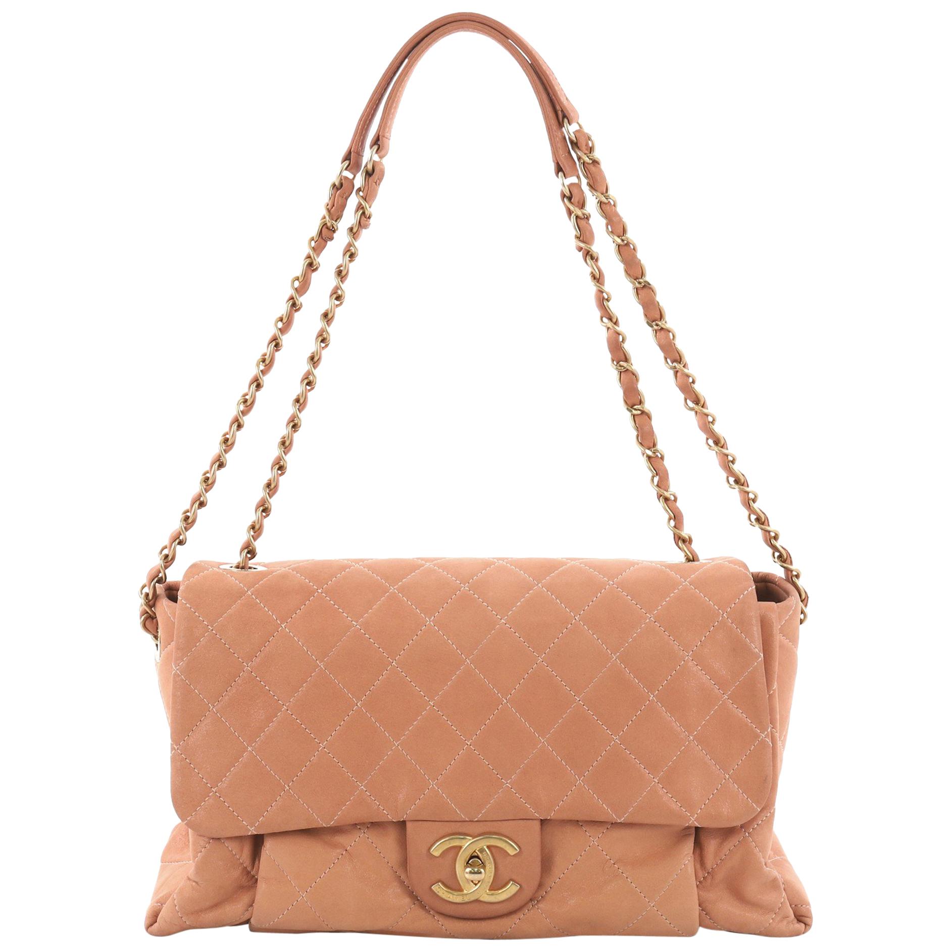 Chanel Coco Pleats Flap Bag Quilted Iridescent Calfskin Maxi