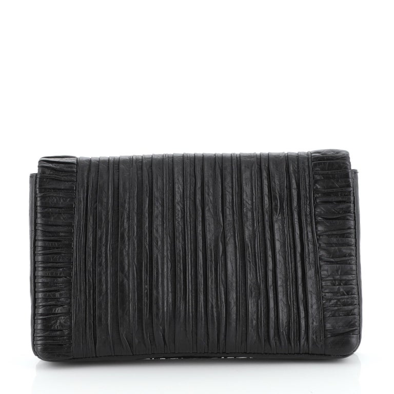 Chanel Coco Pleats Flap Clutch Pleated Crumpled Calfskin Small