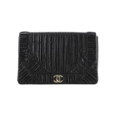 Chanel Coco Pleats Flap Clutch Pleated Crumpled Calfskin Small