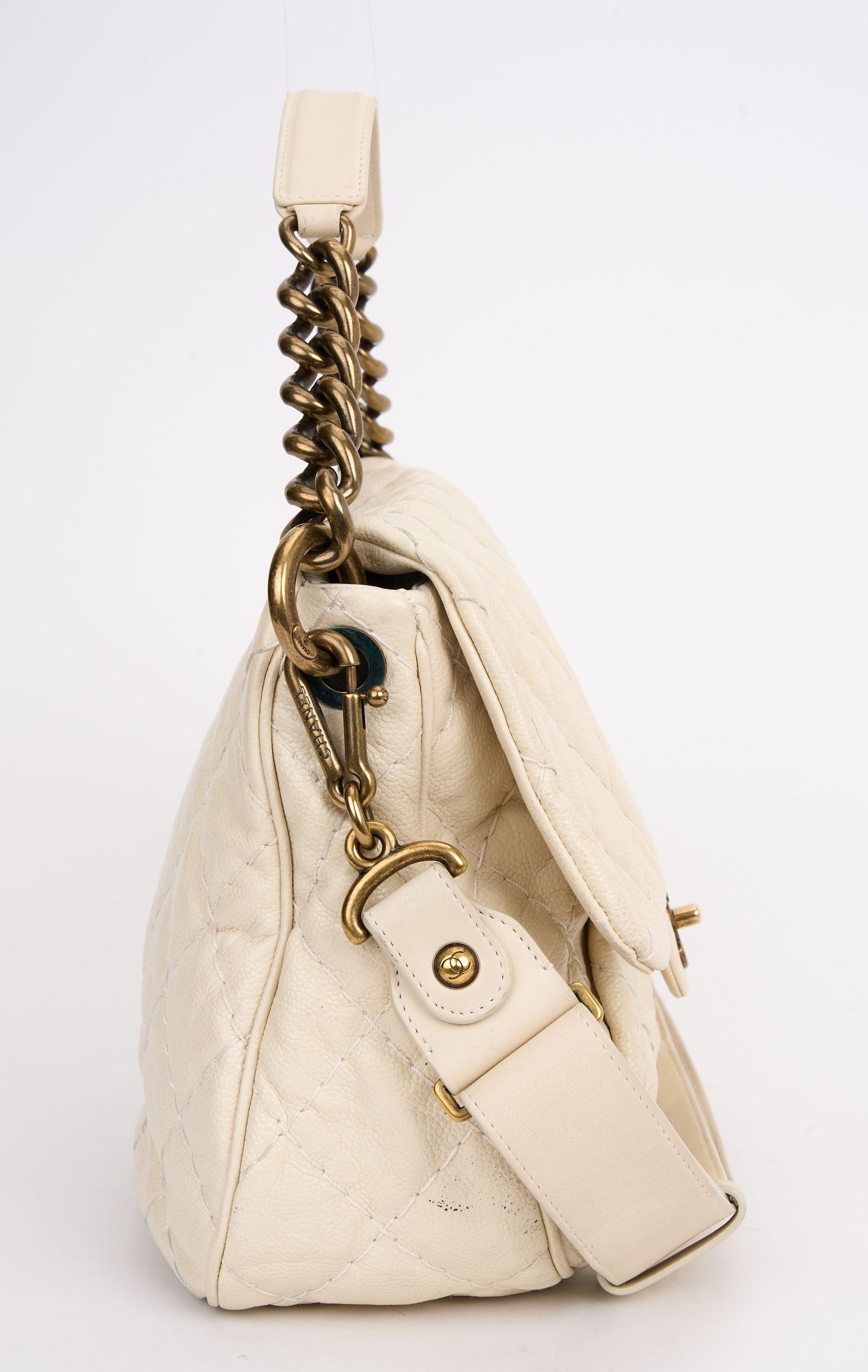 White Chanel Coco Pleats Flap Messenger Bag For Sale