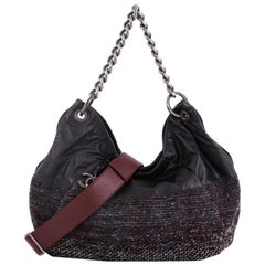 Chanel Coco Pleats Hobo Leather and Tweed Large