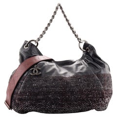 Chanel Coco Pleats Hobo Leather and Tweed Large