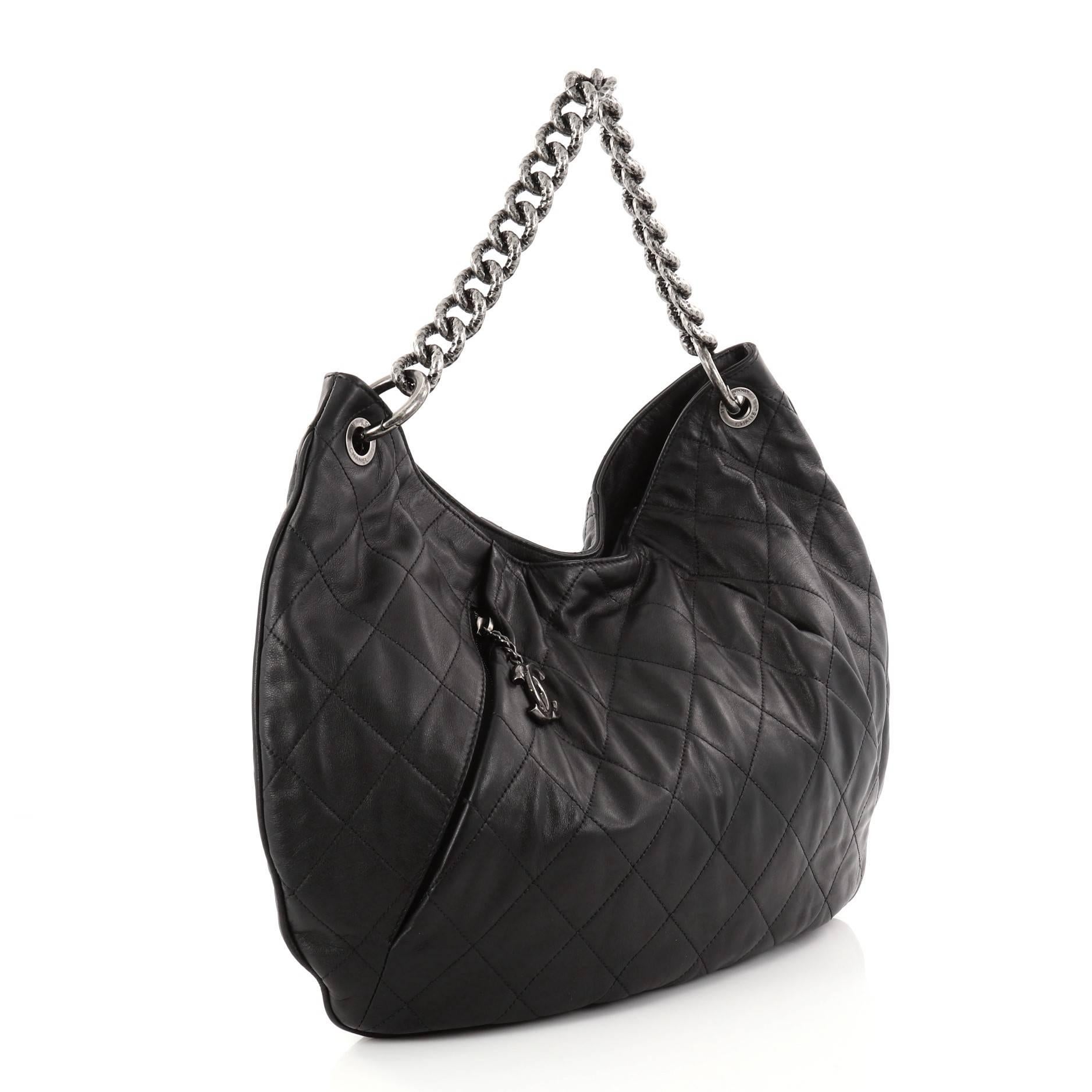 Chanel Coco Pleats Hobo Quilted Calfskin Large In Good Condition In NY, NY