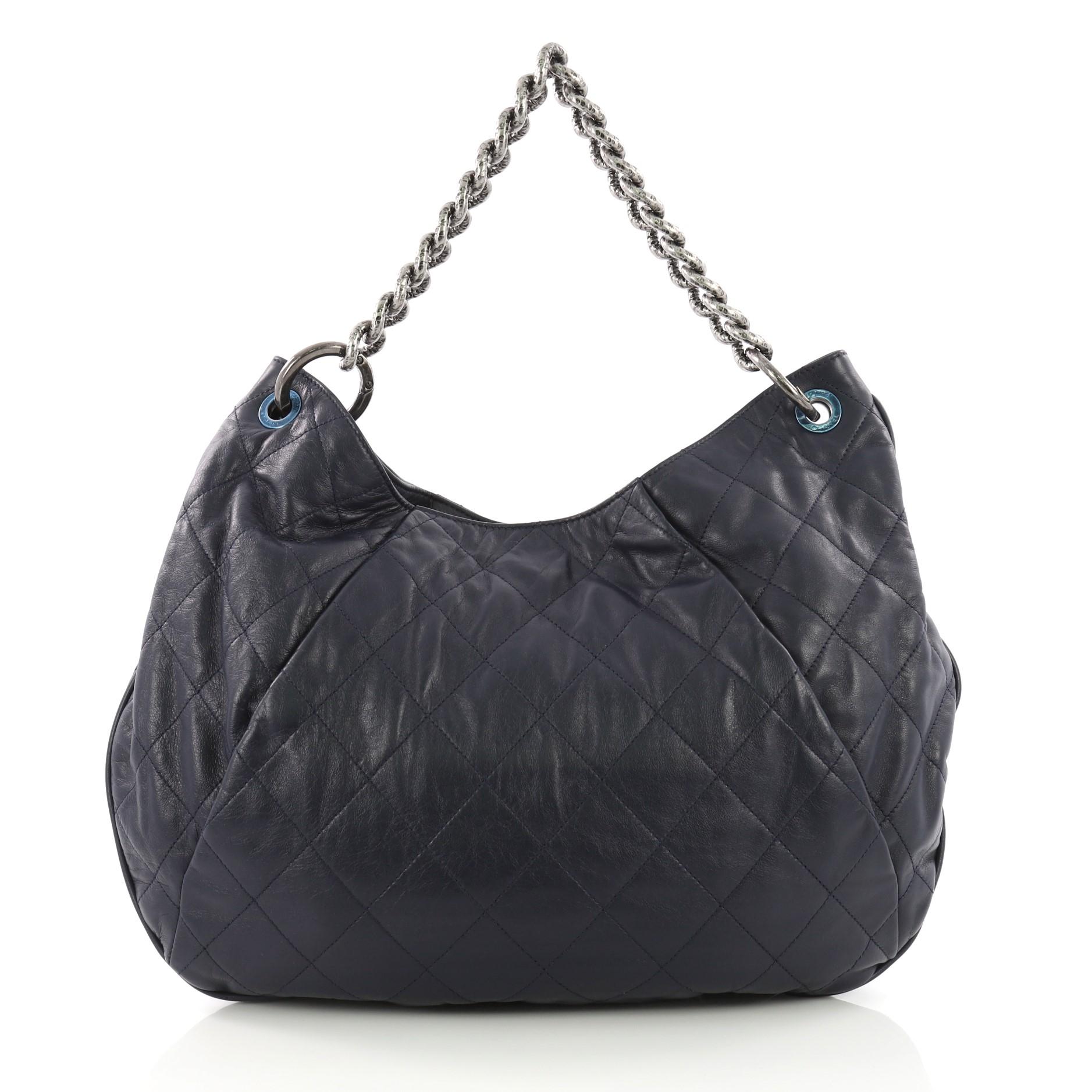 Chanel Coco Pleats Hobo Quilted Calfskin Large, In Good Condition In NY, NY