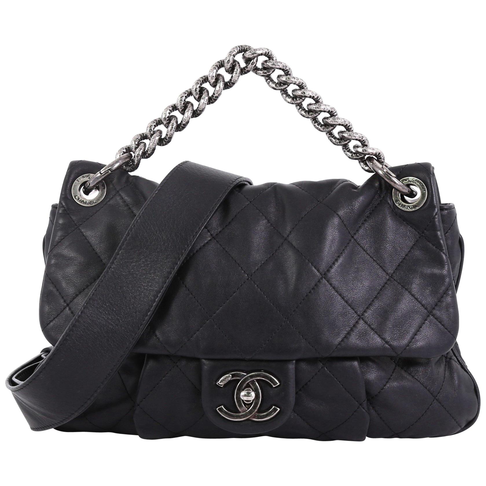 Chanel Coco Pleats Tote Quilted Calfskin Large Black 668831